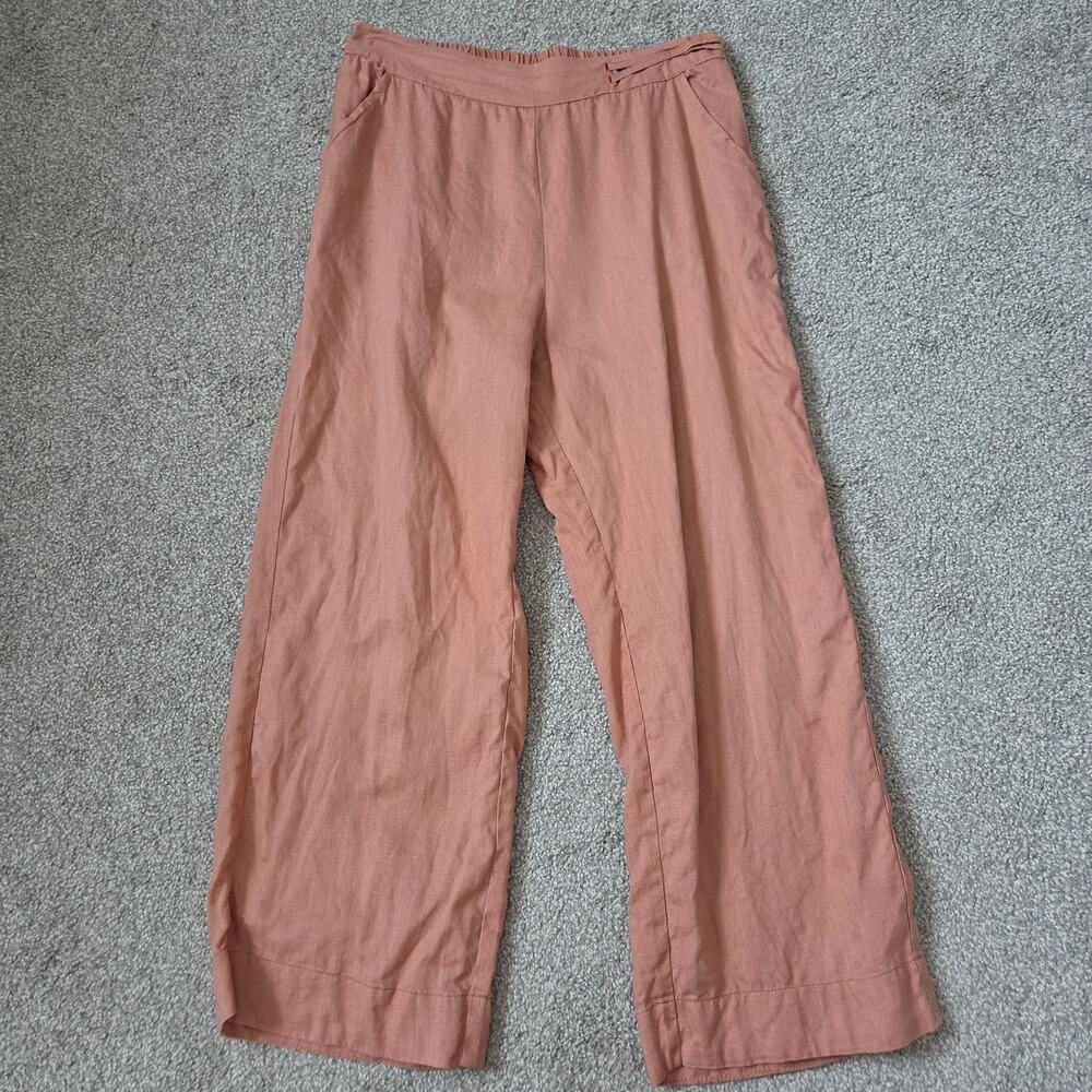 Breezy Dusty Rose Linen Wide Leg Pants - Medium